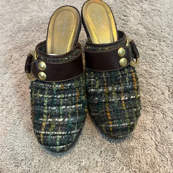 Coach Green and Brown Pumps with Decorative Buckle - Picture 2 of 5
